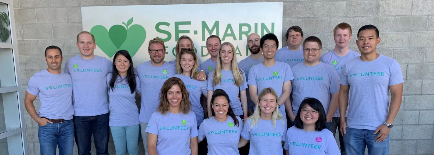 Lineage team members in San Francisco pose for a photo after volunteering.