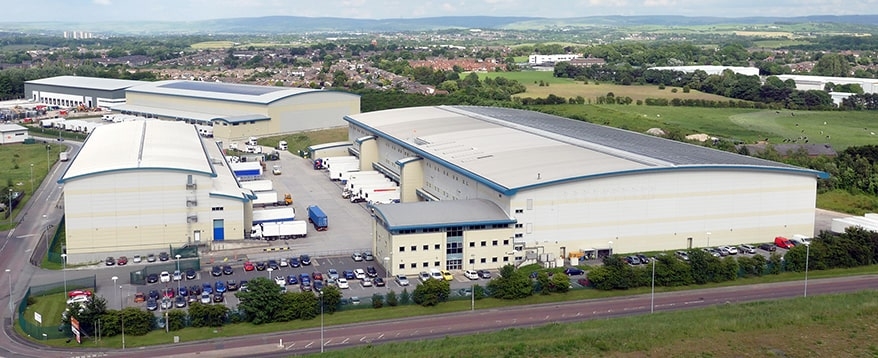 Aerial view of Heywood, UK warehouse