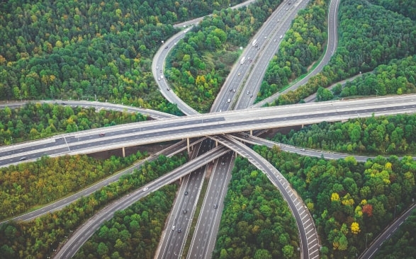 Interstate highways aerial