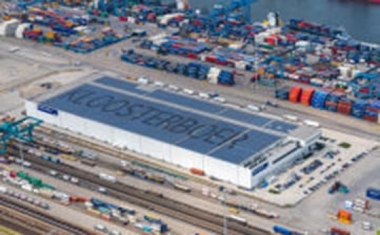 Aerial photo of Rotterdam, Netherlands Cool Port II intermodal and automated warehouse